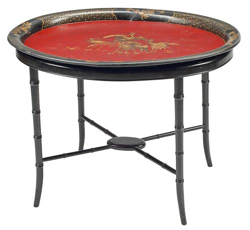 ENGLISH LACQUERED PAPIER-MACHE TRAY