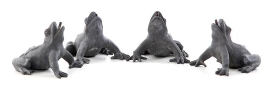 English lead frog fountain set by