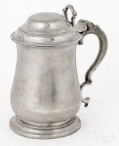 ENGLISH LIDDED PEWTER TANKARD,
