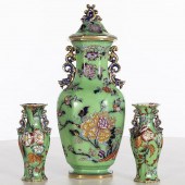 ENGLISH LIDDED PORCELAIN URN &
