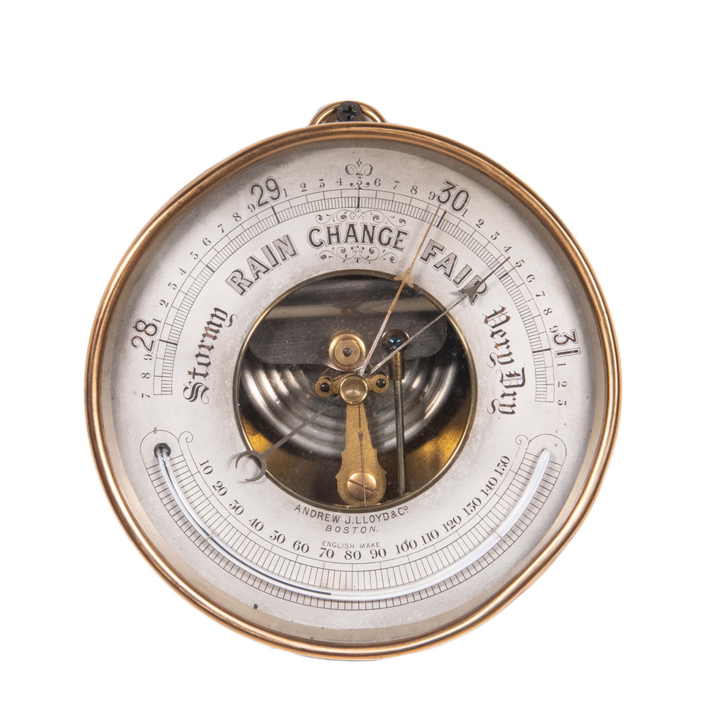 ENGLISH MADE BRASS CASED ANEROID