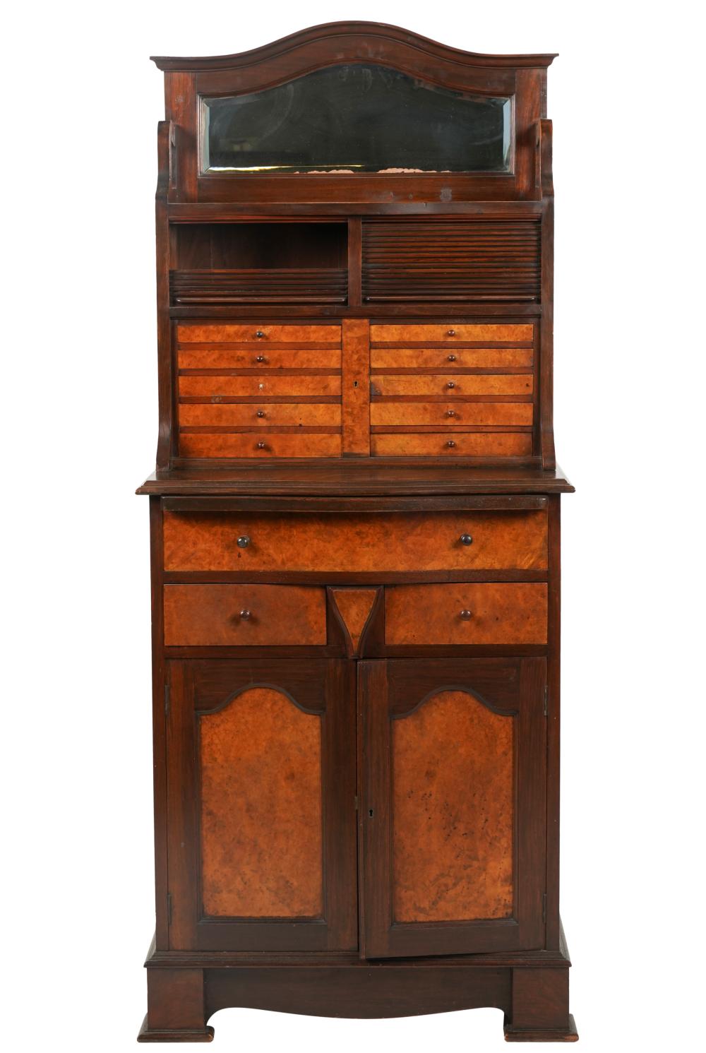 ENGLISH MAHOGANY AND BURL-WALNUT