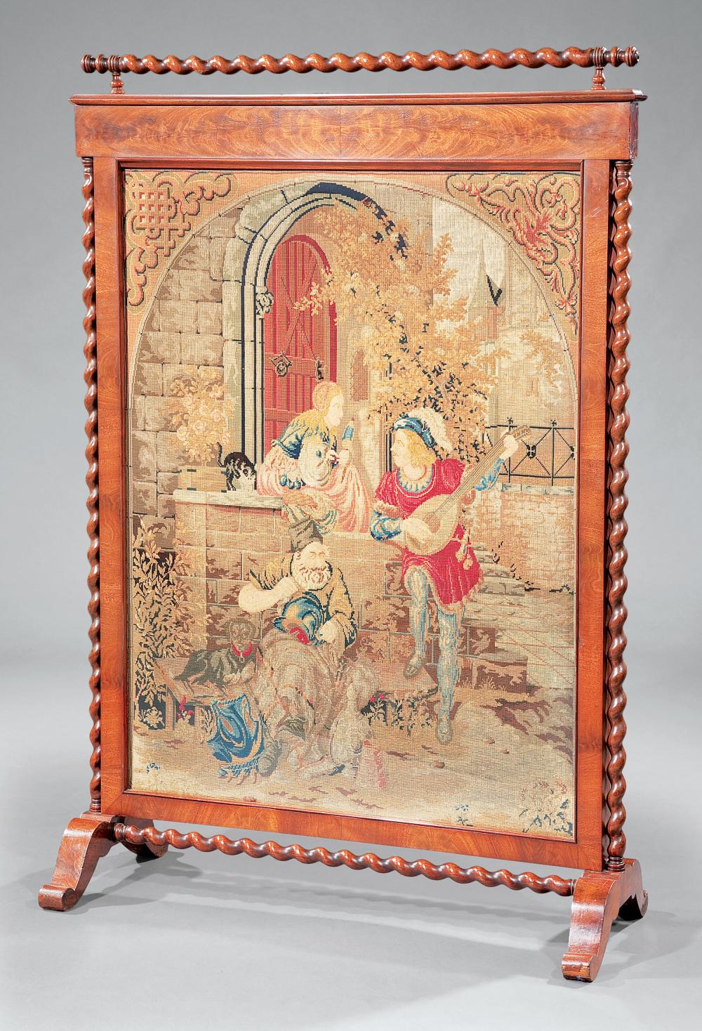 ENGLISH MAHOGANY AND NEEDLEPOINT