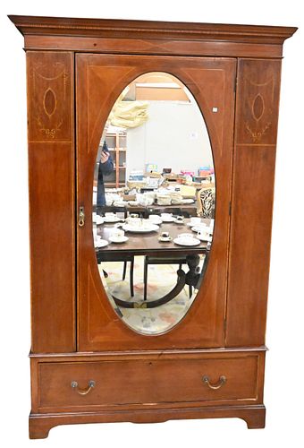 ENGLISH MAHOGANY ARMOIR WITH OVAL