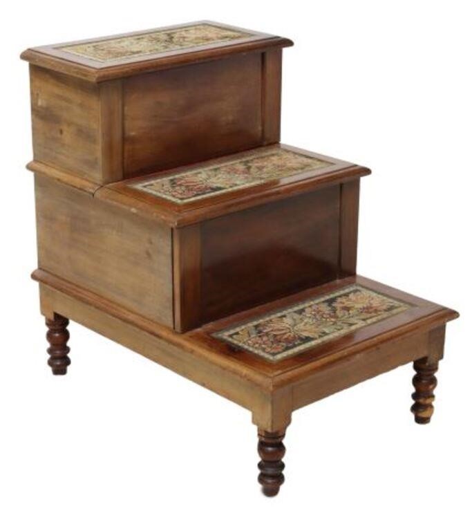 ENGLISH MAHOGANY BED STEPS, 19TH