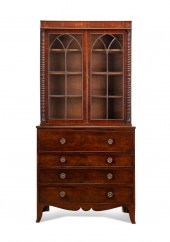 ENGLISH MAHOGANY BUREAU BOOKCA