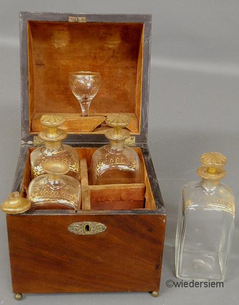 English mahogany cased decanter set