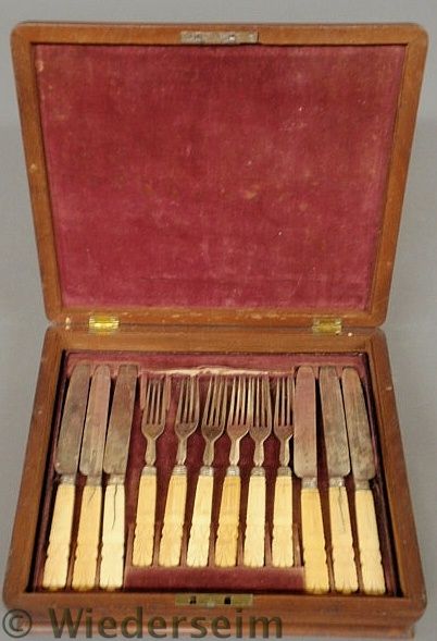 English mahogany cased knife and