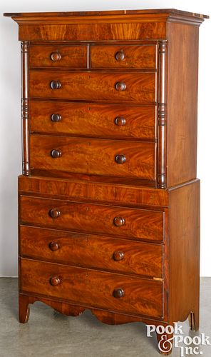 ENGLISH MAHOGANY CHEST ON CHEST,