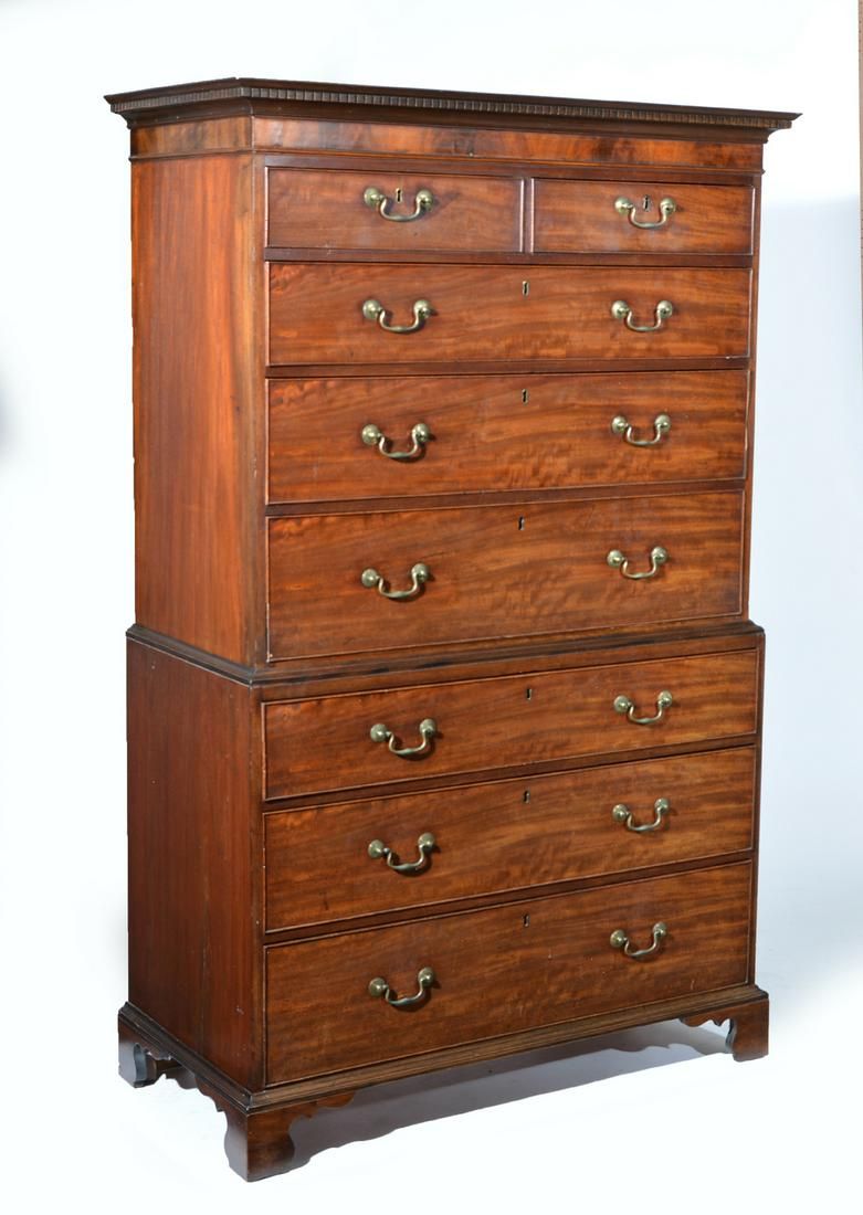 ENGLISH MAHOGANY CHEST ON CHEST,