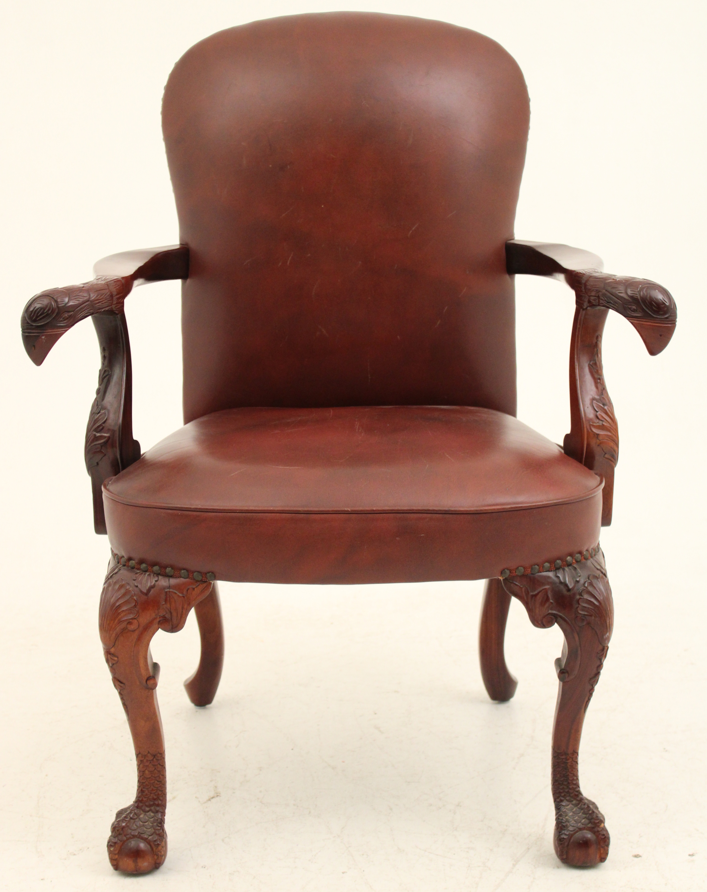 ENGLISH MAHOGANY EAGLE ARMCHAIR