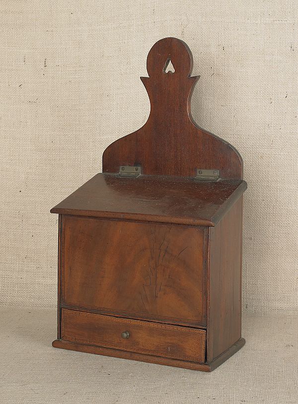 English mahogany hanging salt box