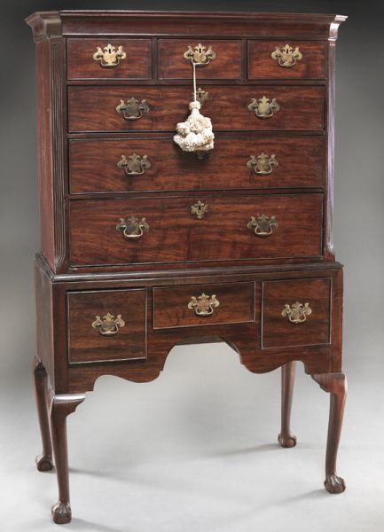 English mahogany highboy the top