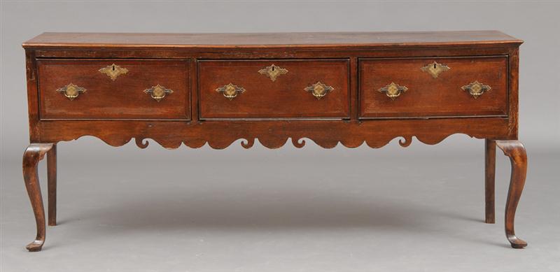 ENGLISH MAHOGANY-INLAID OAK DRESSER