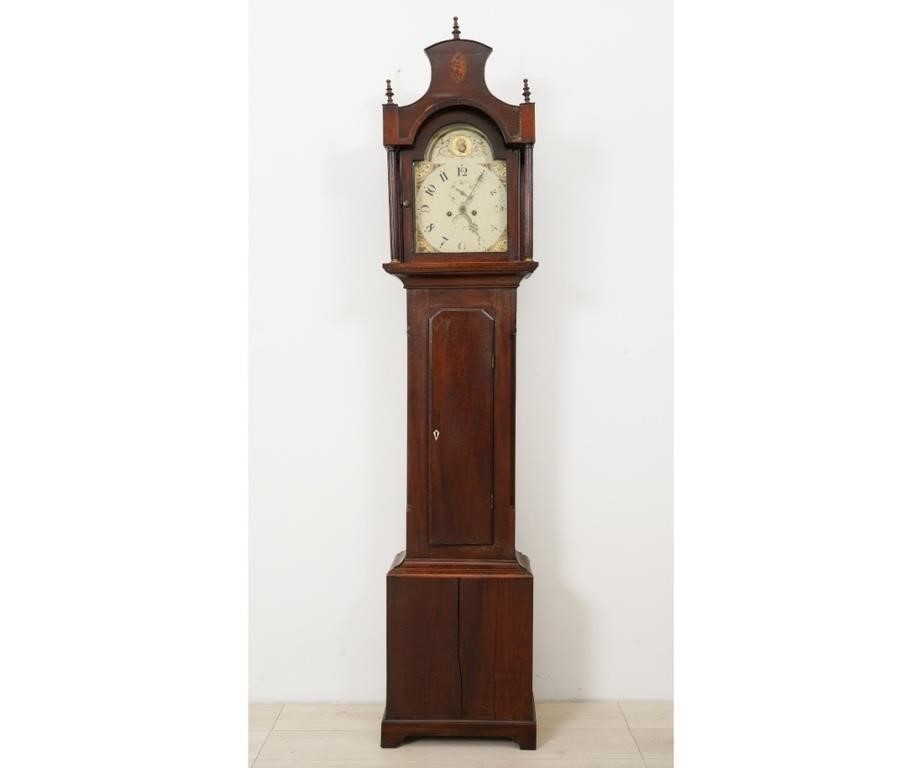 English mahogany inlaid tall case