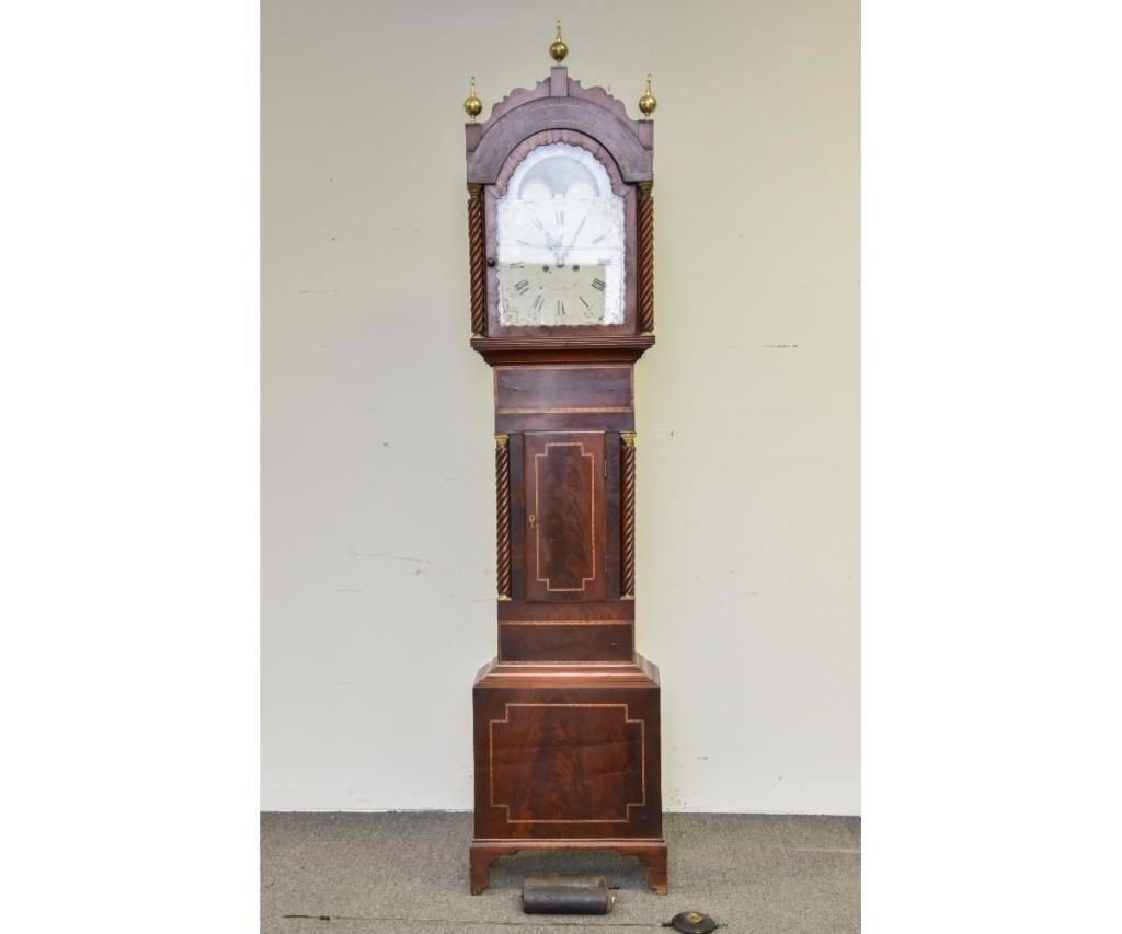 English mahogany inlaid tall case