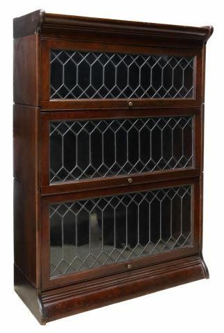 ENGLISH MAHOGANY LEADED GLASS