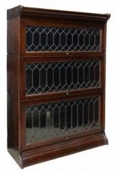 ENGLISH MAHOGANY LEADED GLASS