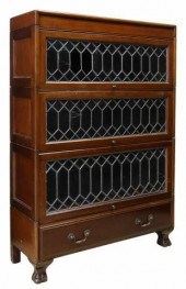 ENGLISH MAHOGANY LEADED GLASS