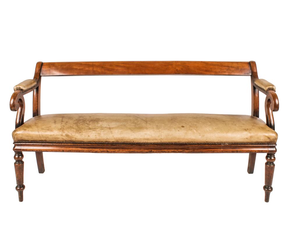 ENGLISH MAHOGANY LEATHER-COVERED