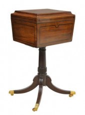 ENGLISH MAHOGANY LEATHER-LINED