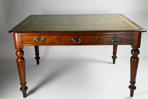 ENGLISH MAHOGANY LEATHER TOP
