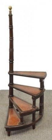 ENGLISH MAHOGANY LIBRARY LADDE