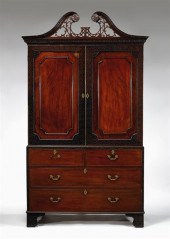 English mahogany linen press
