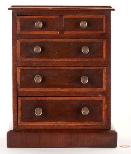 ENGLISH MAHOGANY MINIATURE CHEST OF