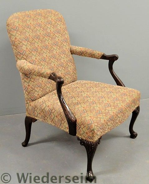 English mahogany open armchair with