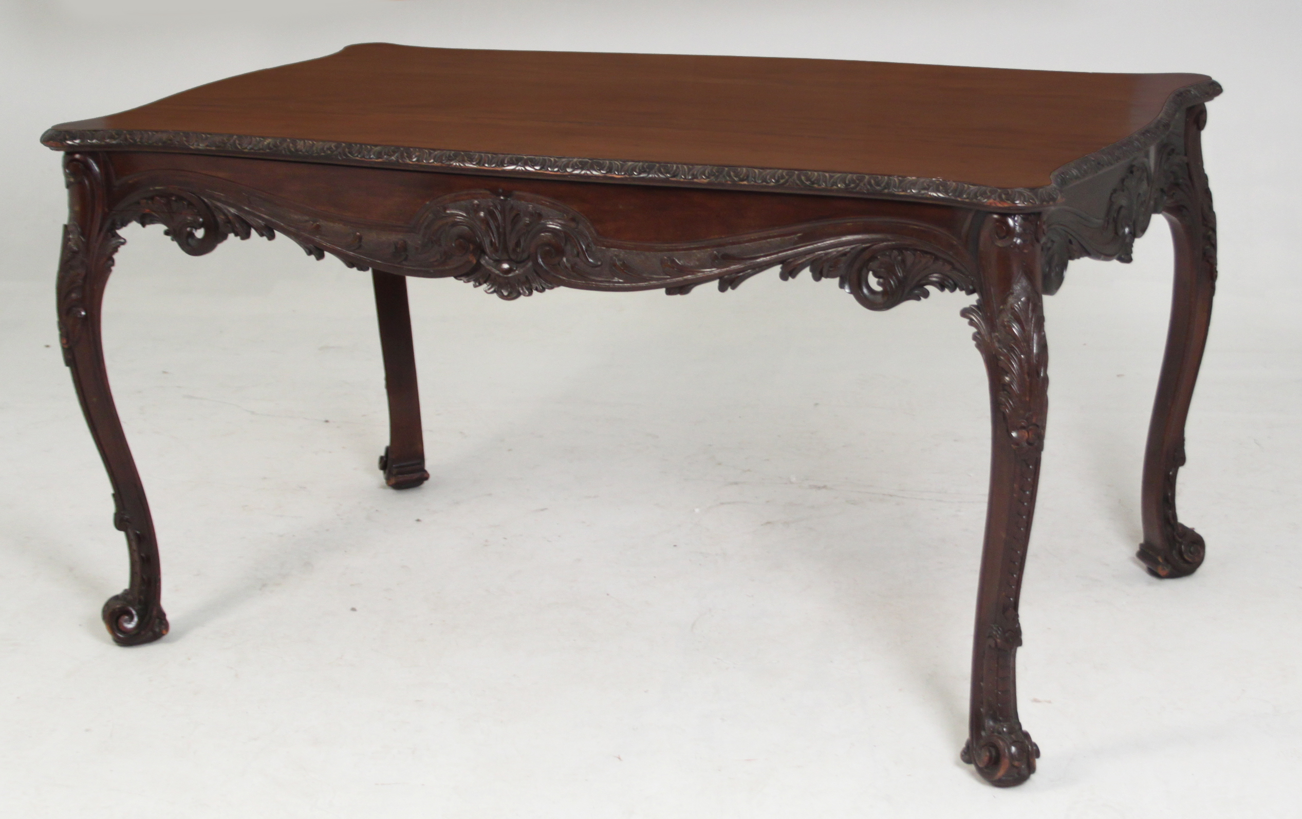 ENGLISH MAHOGANY SERPENTINE WRITING