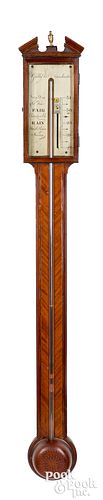 ENGLISH MAHOGANY STICK BAROMETER,