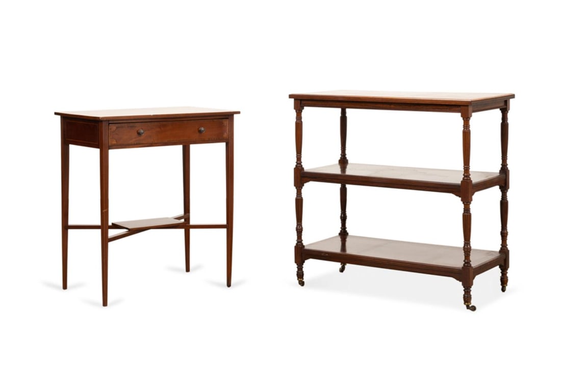 ENGLISH MAHOGANY TABLE AND ROSEWOOD