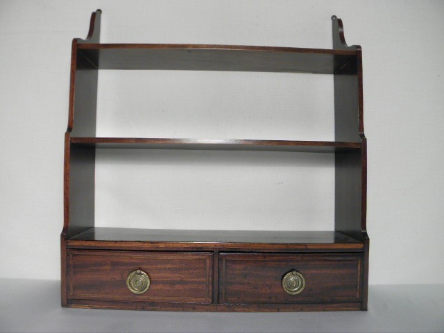 English Mahogany wall curio. Two