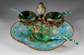 ENGLISH MAJOLICA BERRY SERVING