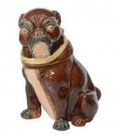 ENGLISH MAJOLICA FIGURAL DOG T