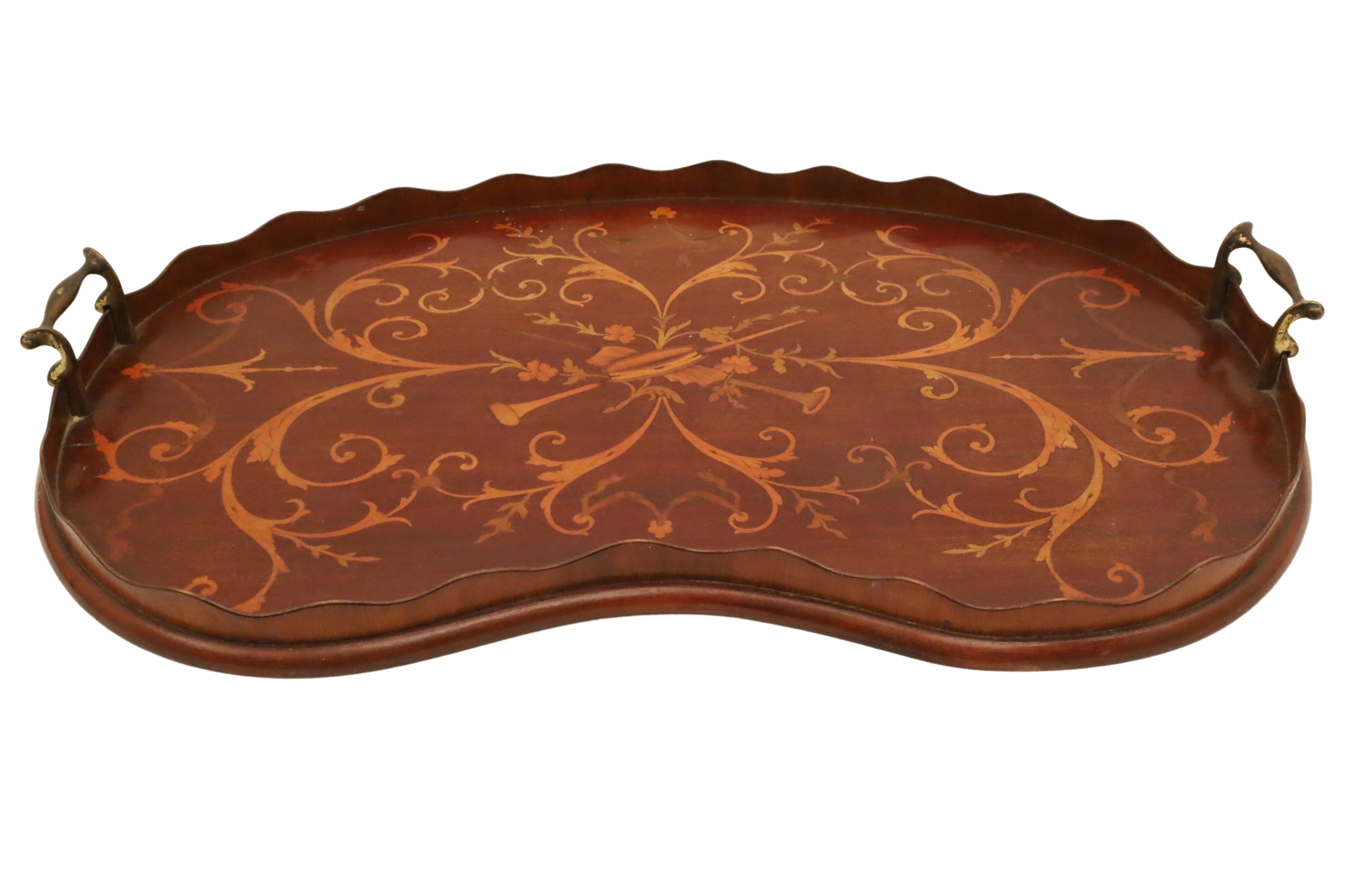 ENGLISH MARQUETRY INLAID KIDNEY