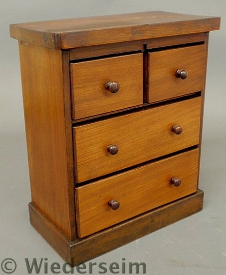 English miniature mahogany chest of