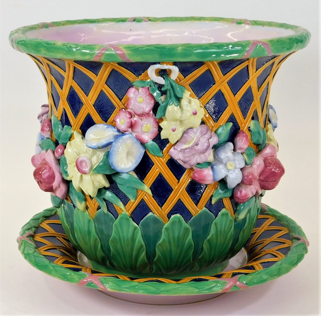 ENGLISH MINTON MAJOLICA FLOWER
