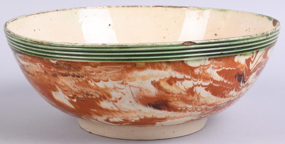 ENGLISH MOCHAWARE MARBLED BOWL,