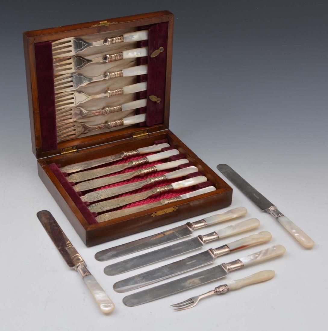 ENGLISH MOTHER OF PEARL FISH SET