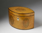 ENGLISH NAVETTE FORM TEA CADDY