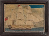 ENGLISH NEEDLEWORK WOOLY SHIP