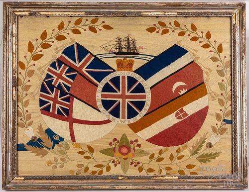 ENGLISH NEEDLEWORK WOOLY SHIP