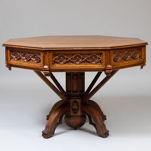 ENGLISH NEO-GOTHIC OAK OCTAGONAL