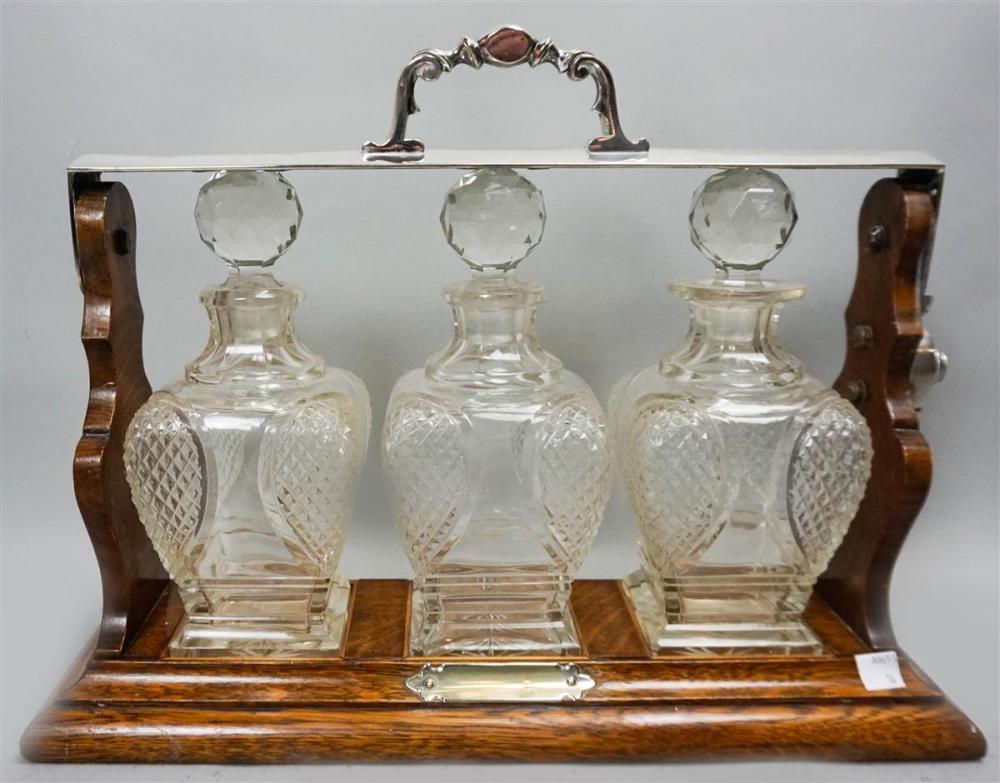 ENGLISH OAK AND CUT GLASS THREE