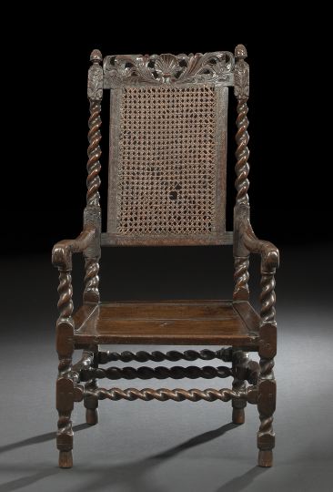 English Oak and Walnut Armchair, 