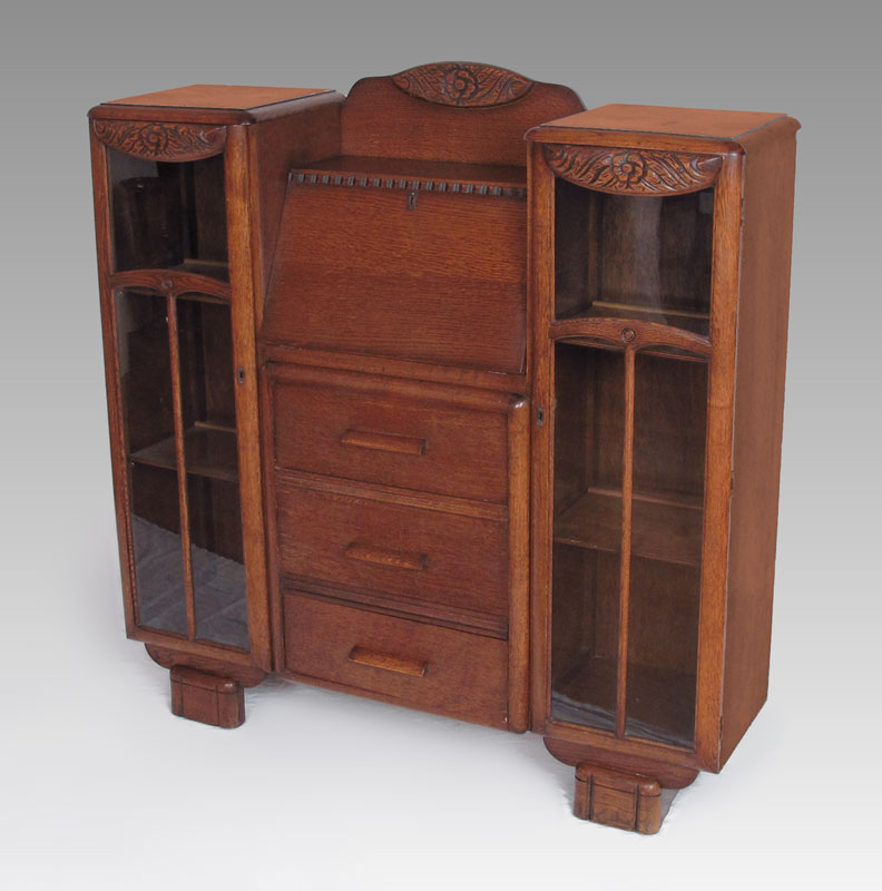 ENGLISH OAK ART DECO SECRETARY