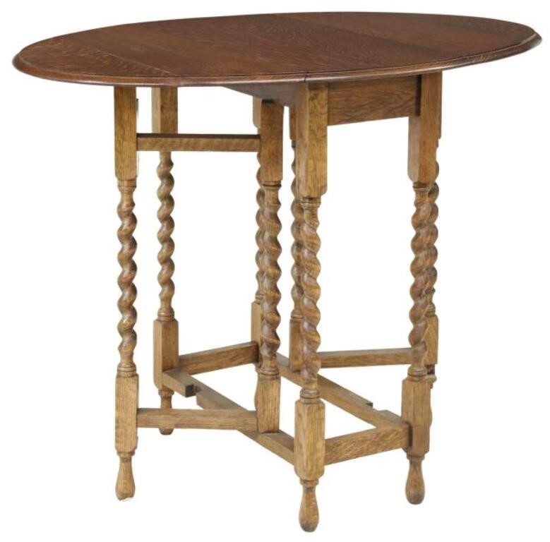 ENGLISH OAK BARLEY TWIST GATE LEG