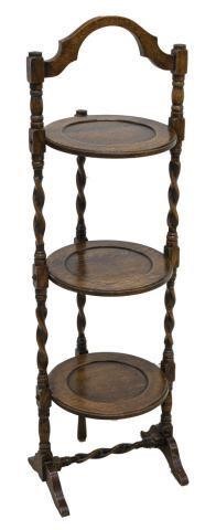 ENGLISH OAK BARLEY TWIST THREE-TIER
